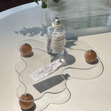 Luxury Acrylic Jewelry and Perfume Makeup Tray with Wood Base