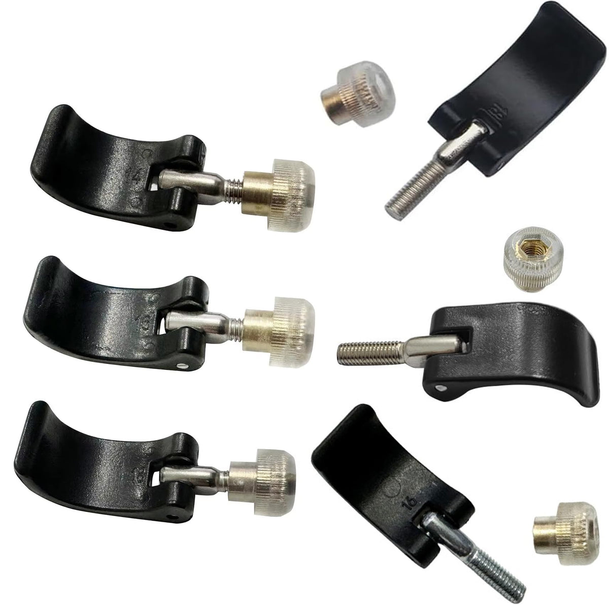 DraCra 6 Pack Trikking Poles Clamp Replacement External Quick Flip Lock Fastener Buckle Clip with Nut Screws for Hiking Pole Walking Stick Camping Mountaining Backpacking Outdoor Repair Spare Parts