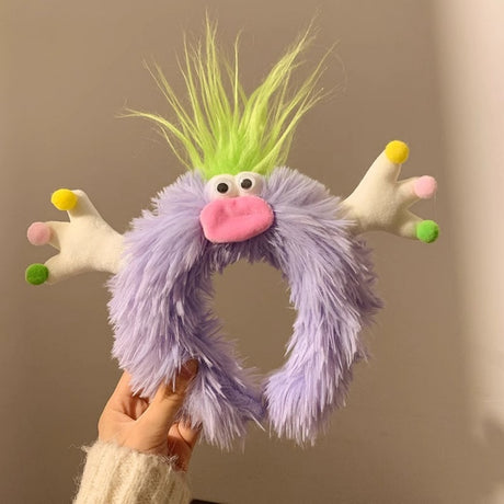 Cute Purple Plush Monster Headband Hair Accessory