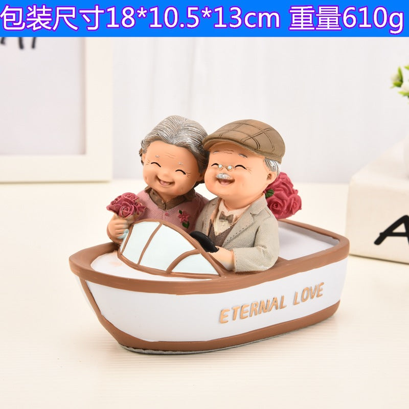 Creative Elderly Couple Figurine for Home Decor Gift