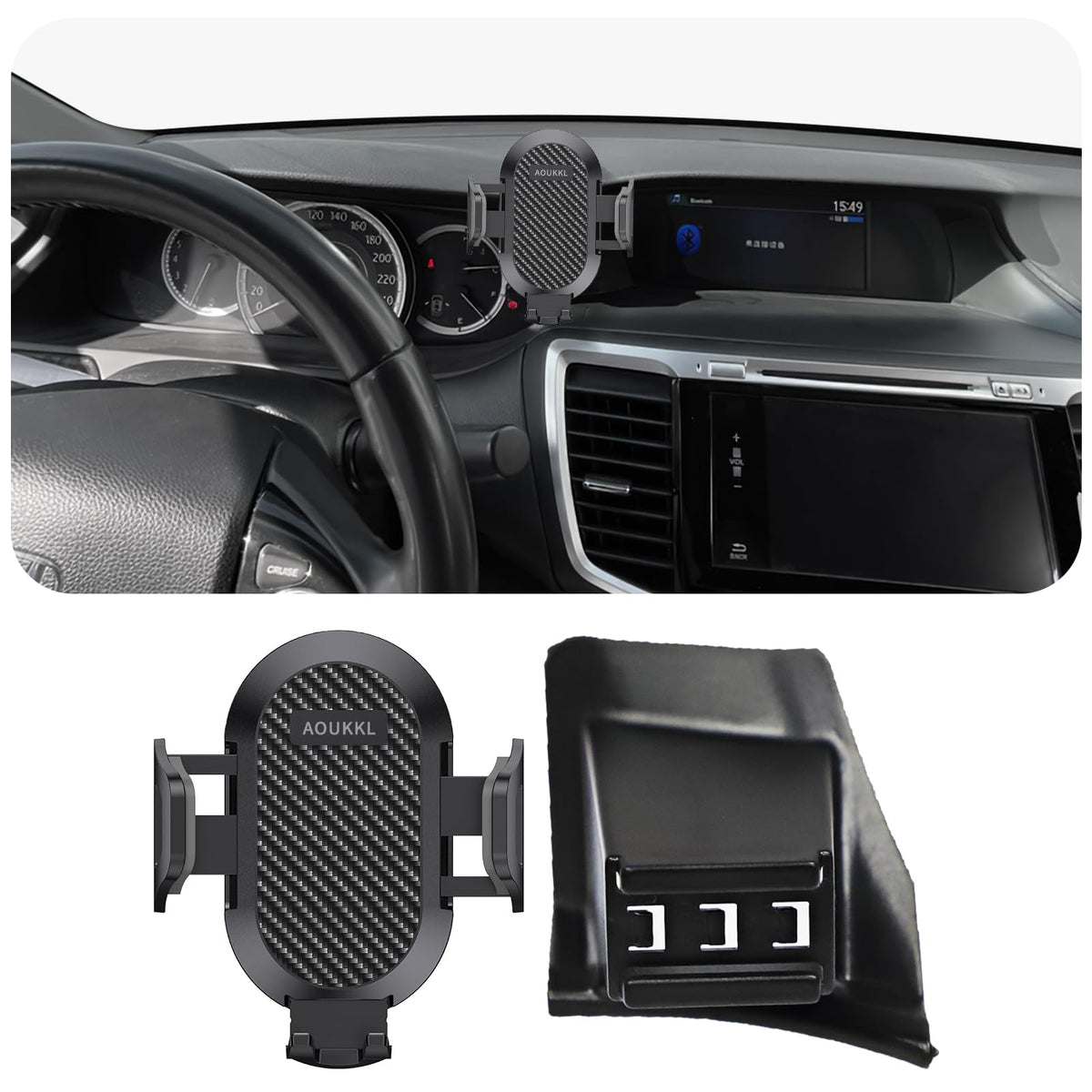 AOUKKL Car Phone Holder Fits for Honda Accord 2013-20179th 9.5th Gen AccessoriesThick Cases FriendlyCell Phone Mount for 4.7-7 in Phones360 Degree RotationEasy to Install