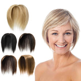 Clip in Human Hair Toppers Seamless Hairpiece Toupee for Women Lace Base Topper for Thicking Hair Natural Short Hair 6 Inch