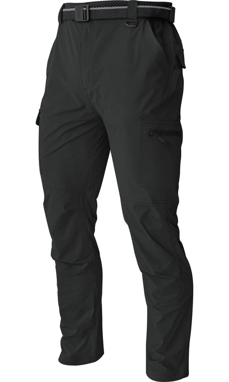 Mens Hiking Tactical Cargo Work Pants Quick Dry Waterproof Lightweight Travel Fishing Camping Outdoor Pants Black S