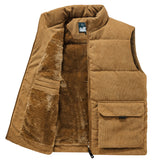 Men's Corduroy Vest with Pockets and Thick Lining