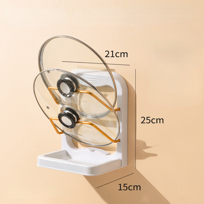 Wall-Mounted Pot Cover Rack and Cutting Board Storage
