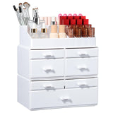 Cq acrylic 3 Pack White Organizer for Vanity With Drawer Cute Kawaii Makeup Organization for CosmeticsPretty Jewelry Organizer for PerfumeSkincareBrush LipstickNail Polish and Accessories Storage