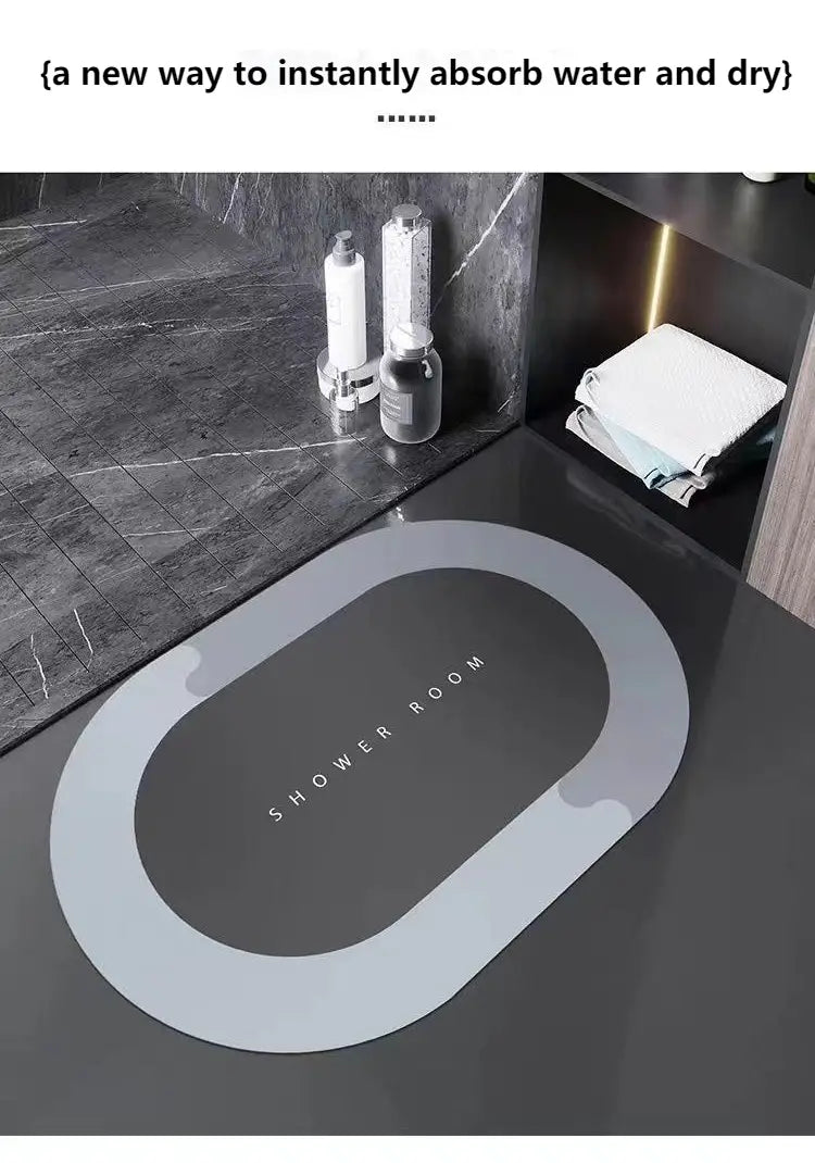 Modern Green Oval Non-Slip Bath Mat for Home Decor