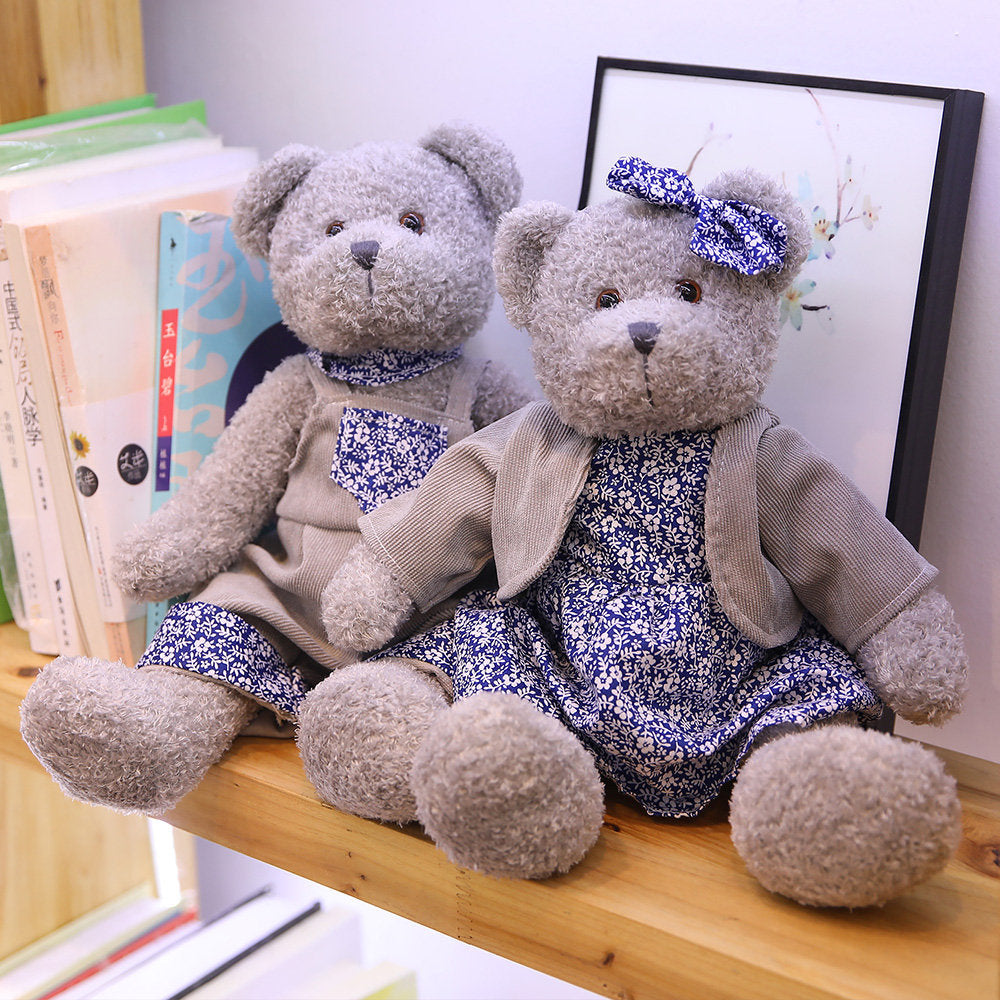 Gray Corduroy Couple Bear Home Decor and Gift Item