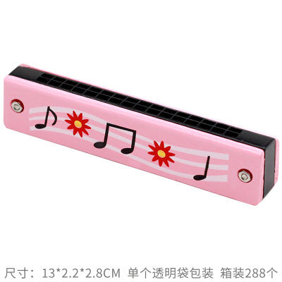 Wooden Painted Harmonica for Kids - 16 Holes Educational Toy