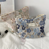 French Embossed Flower Cosmetic Bag for Women