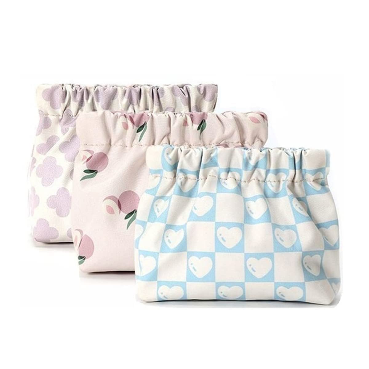 Gepehoho Small Pouches for Purse 3pcs Portable Mini Makeup Bag No Zipper Self-closing Accessories Organizer for Cosmetics Headphones Jewelry (D)