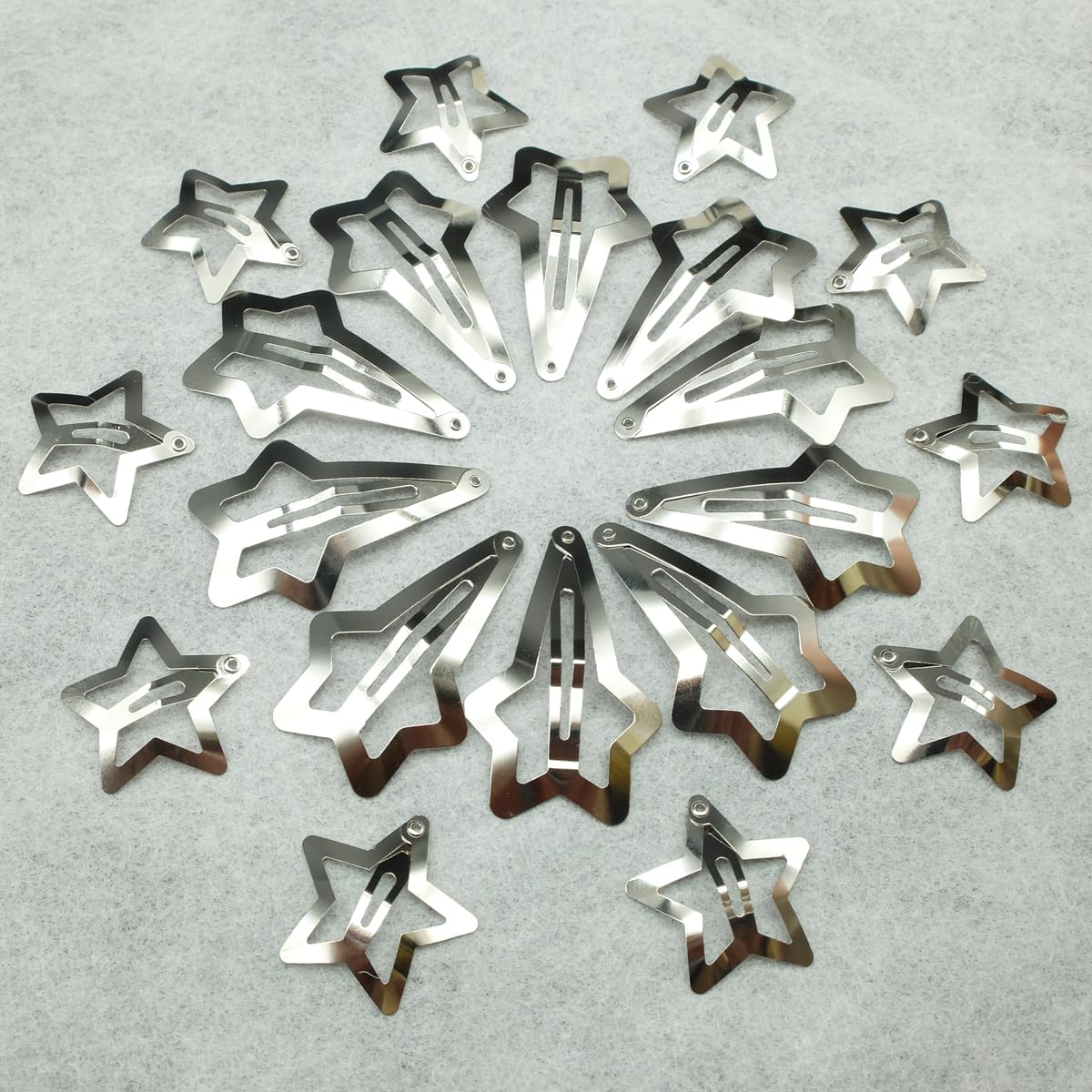 20 PCS Two Styles Star Hair Clips Snap Star Hair Barrettes Cute Lovely Accessories Non Slip Star Clips for Girls Women 2000s Y2K Silver Metal Hair Clips