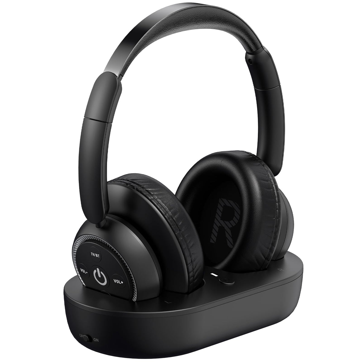 ROSIDA Wireless Headphones for TV Watching TV Headphones Wireless for Seniors with TV Transmitter Charging Base Bluetooth Headphones for TV No Audio Delay Gift for The Seniors or Parents Black