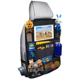 Ecurfu Backseat Car Organizer Back Seat Protectors Kick Mats Car Storage Bag with iPad Tablet Holder + 9 Storage Pockets for Kids Toddlers Travel Accessories (1PC)