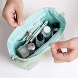 Solid Color Women's Zipper Cosmetic Bag Organizer