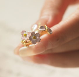 Peach Blossom Retro Enamel Craft Ring