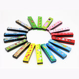 Wooden Painted Harmonica for Kids - 16 Holes Educational Toy