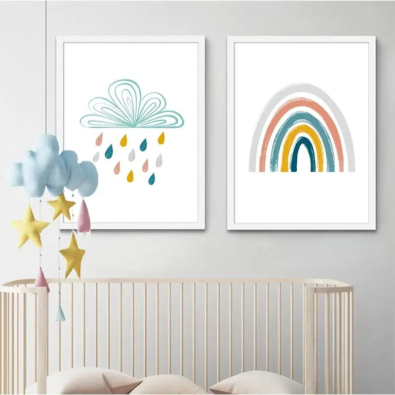 3pcs Cartoon Rainbow Canvas Wall Art for Home Decor