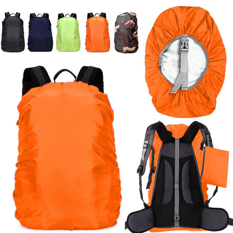 LingTu 20-80L Waterproof Backpack Rain Cover with Storage Pouch and Adjustable Buckle Strap for Traveling Outdoor Hiking Camping (Orange 50-65L Backpack Cover)