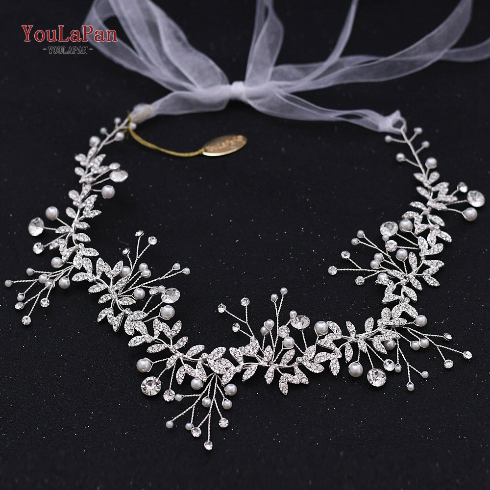 White Handmade Crystal Pearl Bridal Hair Accessories