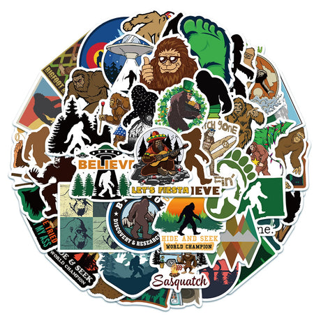 HJHLYYANM Bigfoot Stickers 100Pcs Waterproof PVC Decals for Laptop Bicycle Motorcycle Skateboard Luggage - Set of 50 Unique Designs