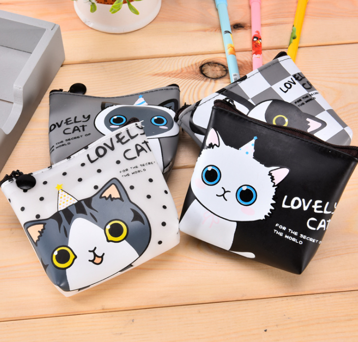 Korean Cute Cat PU Coin Purse and Key Organizer