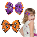 2 Packs Halloween Hair Bows Clips Spider Web Witch Cute Design Hair Clips with Alligator Clips Halloween Bows Knot Hair Barrette for Girls Baby Toddler Halloween Party Dance Hair Decorations
