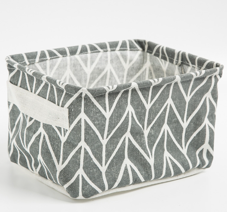 Desktop Makeup Organizer Storage Box with Linen Basket
