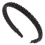 Hapdoo Black Pearl Headbands for Women Girls Cute Puffy Padded Headband with Faux Pearl for Wedding Bride Fashion Wide Thick Beaded Bling Hairbands Hair Hoop Accessories for Birthday