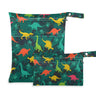 Qilmy 2pcs Dinosaur Wet Dry Bag Waterproof Reusable Baby Cloth Diaper Wet Dry Organizer for Travel Beach Stroller Diapers Wet Swimsuits Toiletries