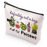 VeloKomo Poison Cosmetic Bag Gifts - Portable Waterproof Makeup Bags Definitely Not a Bag Full of Poisons Personalized Spooky Witchy Birthday Gift for Evil Villain Queen Zipper Pouch for Movie Fan