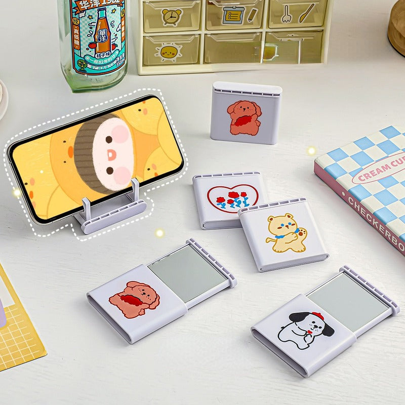 Portable Foldable Makeup Mirror with Phone Holder