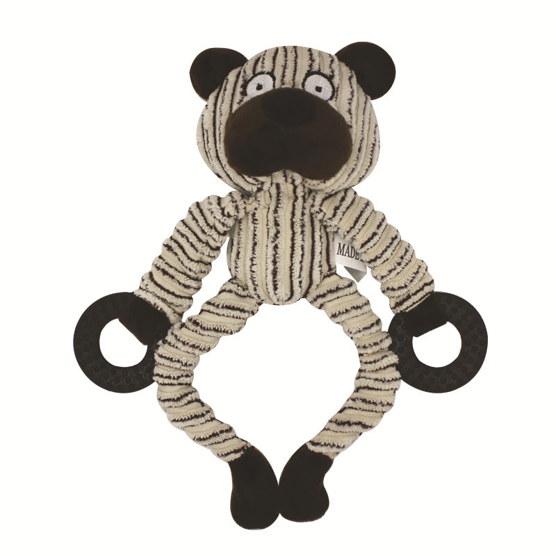 Pet Sounding Plush Toy with Three-Color Rubber Ring
