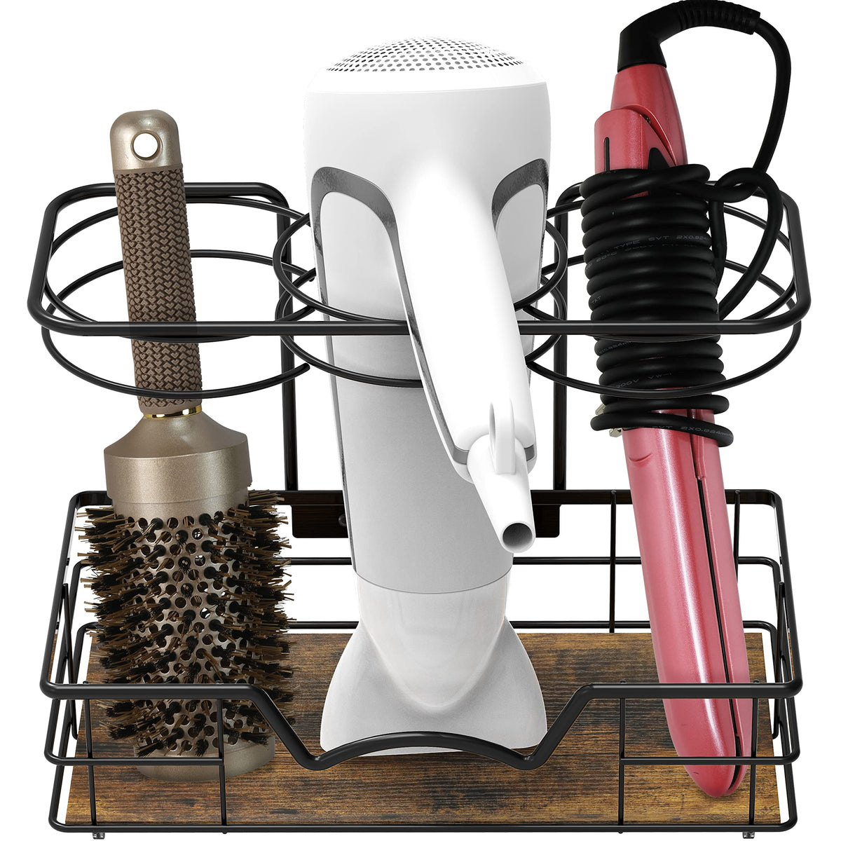 Simple Houseware Countertop Hair Tools Organizer Walnut