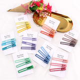 24 Pcs No-Bend Square Metal Matte Hair Clips and Barrettes for Makeup Hairstyling - Cute Rainbow Color Hair Accessories for Women and Girls