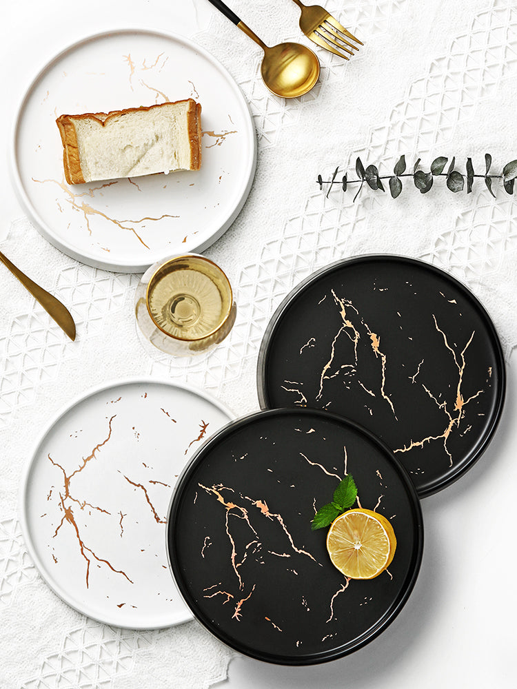 Creative Marble Pattern Ceramic Steak Plate (Home Use)