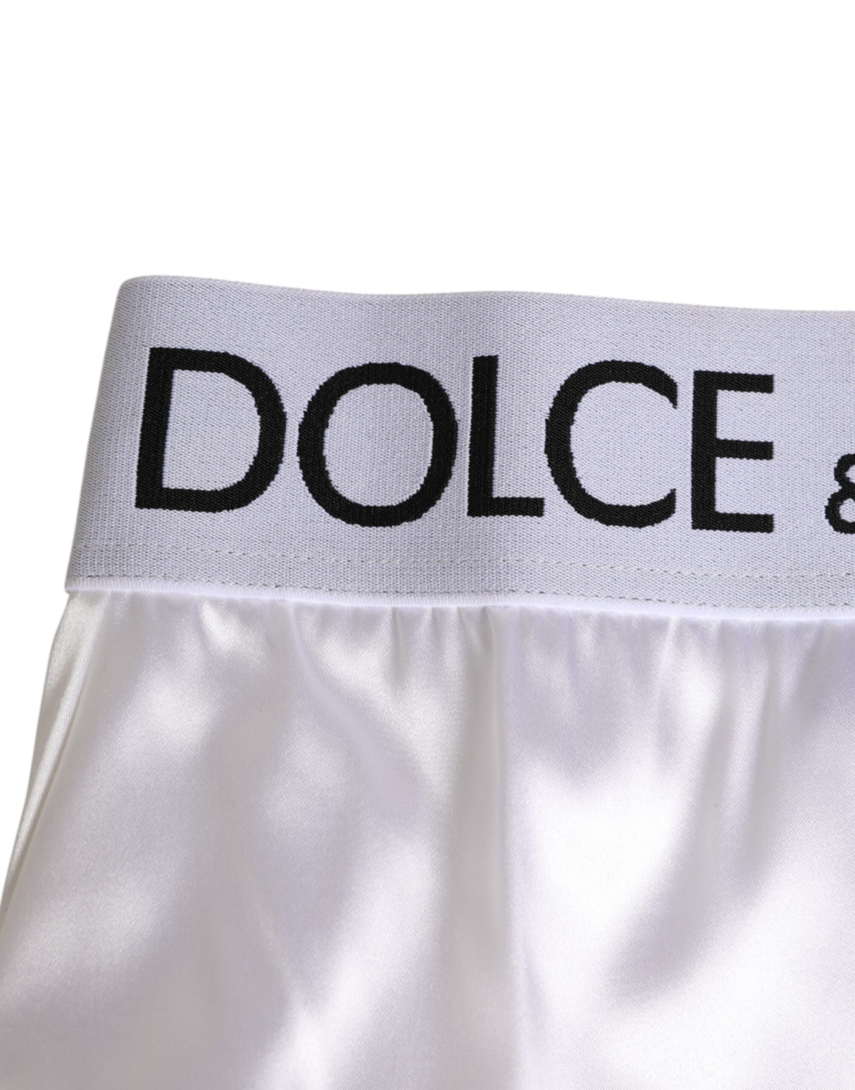 Dolce & Gabbana White Satin High-Waist Brief Logo Women Underwear