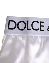 Dolce & Gabbana White Satin High-Waist Brief Logo Women Underwear