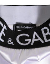 Dolce & Gabbana White Satin High-Waist Black Logo Women Underwear