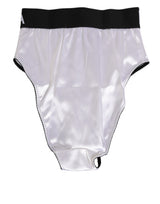 Dolce & Gabbana White Satin High-Waist Black Logo Women Underwear