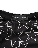Dolce & Gabbana Black White Star Print Cotton Slip Panty Underwear
