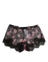 Dolce & Gabbana Black Pink Floral Lace Mesh Lingeri Underwear