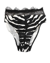 Dolce & Gabbana Black White Zebra Print Lace Trim High Underwear