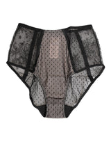 Dolce & Gabbana Black Sheer Polka Dot Lace High Waist Underwear