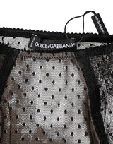 Dolce & Gabbana Black Sheer Polka Dot Lace High Waist Underwear