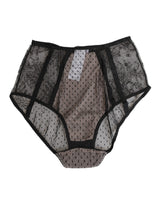 Dolce & Gabbana Black Sheer Polka Dot Lace High Waist Underwear