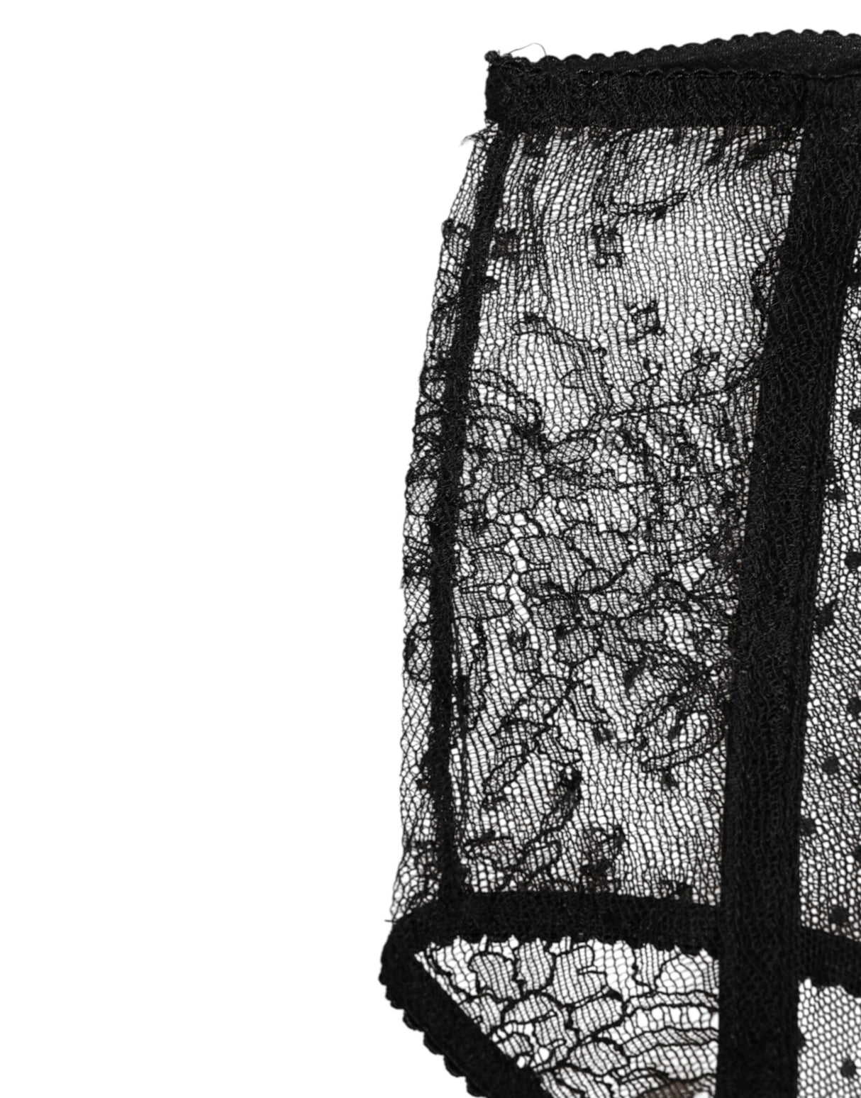 Dolce & Gabbana Black Sheer Polka Dot Lace High Waist Underwear