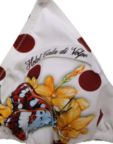 Dolce & Gabbana White Red Polka Dot Floral Print Triangle