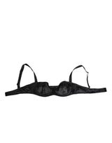Dolce & Gabbana Black Satin Underwire Bra Lingerie IT2 Underwear