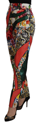 Dolce & Gabbana Multicolor Patchwork Jacquard High Waist Pants